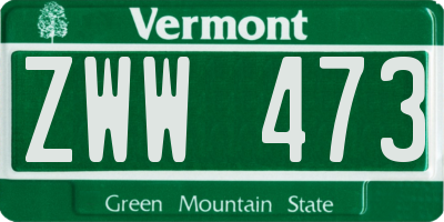 VT license plate ZWW473