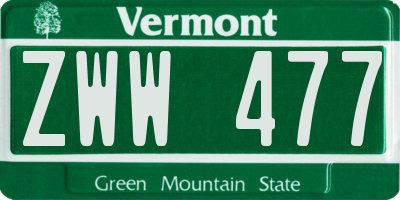 VT license plate ZWW477