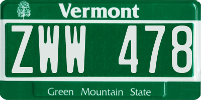 VT license plate ZWW478