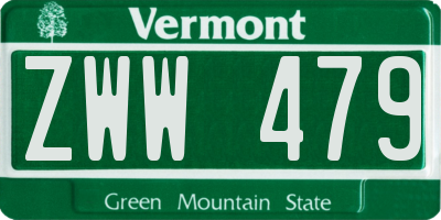 VT license plate ZWW479