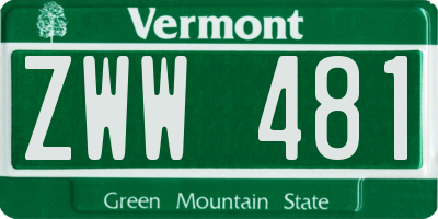 VT license plate ZWW481