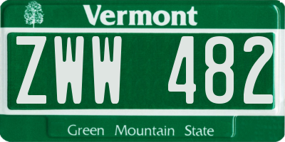 VT license plate ZWW482