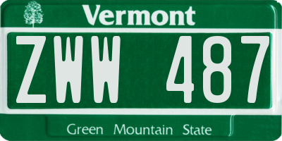 VT license plate ZWW487