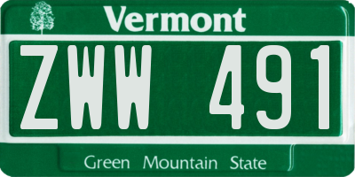 VT license plate ZWW491