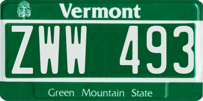 VT license plate ZWW493
