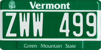 VT license plate ZWW499