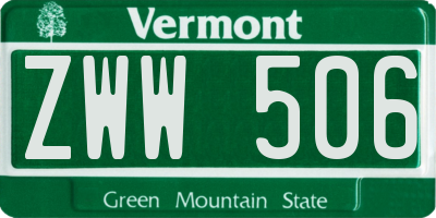 VT license plate ZWW506