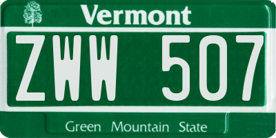VT license plate ZWW507