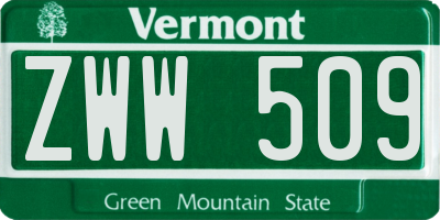 VT license plate ZWW509