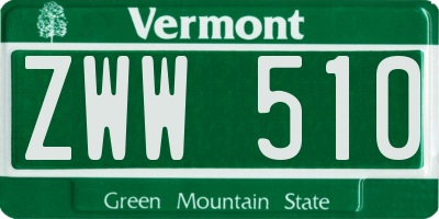 VT license plate ZWW510