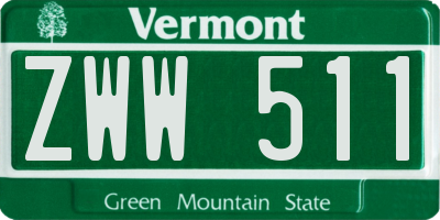 VT license plate ZWW511