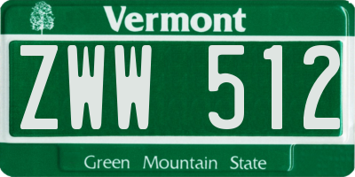VT license plate ZWW512