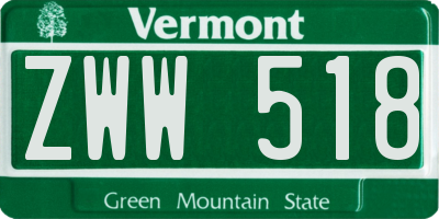 VT license plate ZWW518