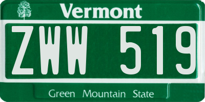 VT license plate ZWW519