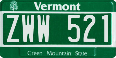 VT license plate ZWW521