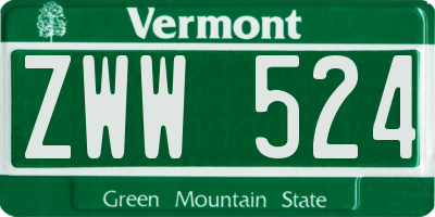 VT license plate ZWW524