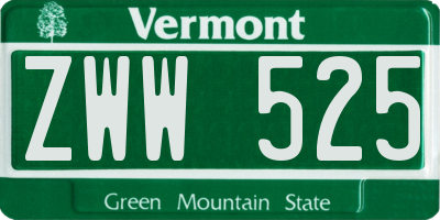 VT license plate ZWW525