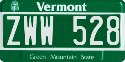 VT license plate ZWW528