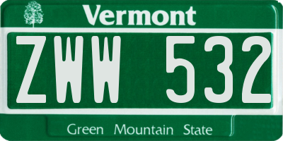 VT license plate ZWW532