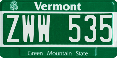 VT license plate ZWW535