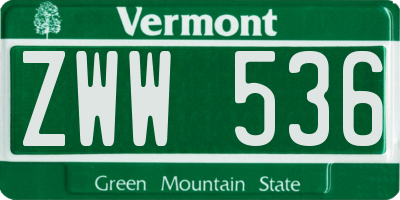 VT license plate ZWW536