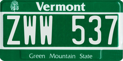 VT license plate ZWW537