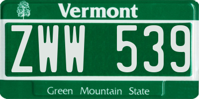 VT license plate ZWW539