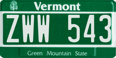 VT license plate ZWW543