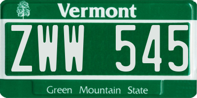 VT license plate ZWW545