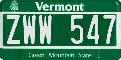 VT license plate ZWW547
