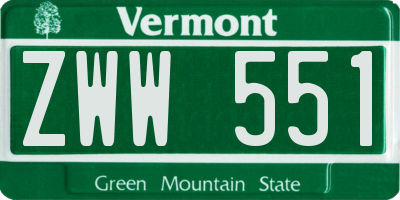 VT license plate ZWW551