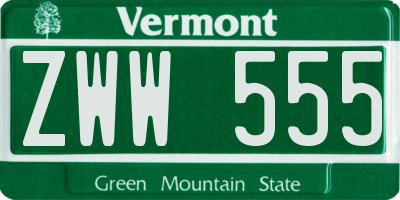 VT license plate ZWW555