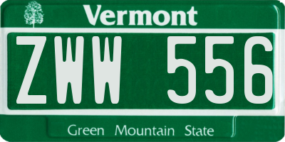 VT license plate ZWW556