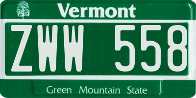 VT license plate ZWW558