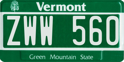 VT license plate ZWW560