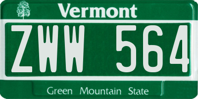 VT license plate ZWW564