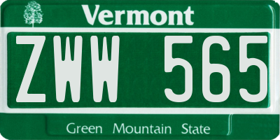 VT license plate ZWW565
