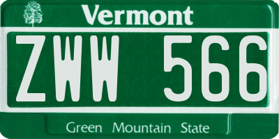VT license plate ZWW566
