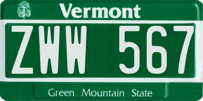 VT license plate ZWW567