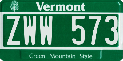 VT license plate ZWW573