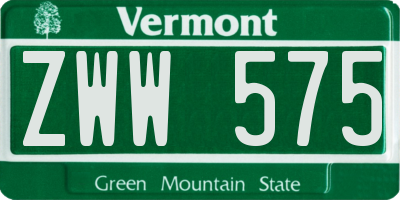 VT license plate ZWW575