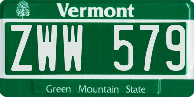 VT license plate ZWW579