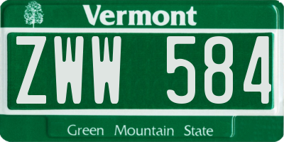 VT license plate ZWW584