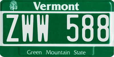 VT license plate ZWW588