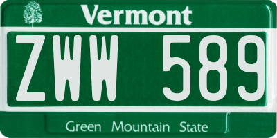 VT license plate ZWW589