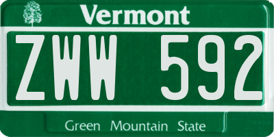 VT license plate ZWW592