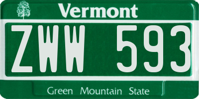 VT license plate ZWW593