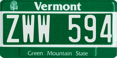 VT license plate ZWW594