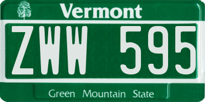VT license plate ZWW595