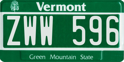 VT license plate ZWW596